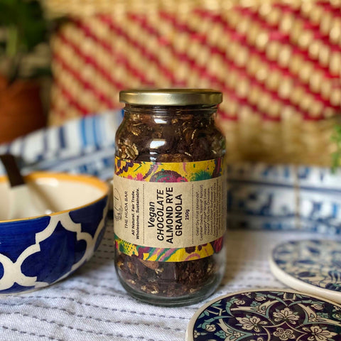Choco-Almond Rye Granola (with Banana & Apple) (Vegan)