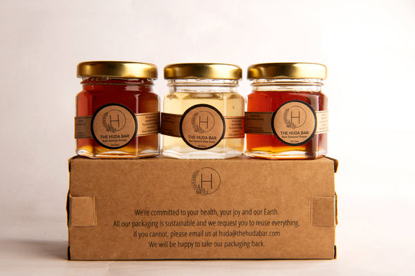 Three Little Honeys (50gm, Set of 3 flavours of Raw Honey)